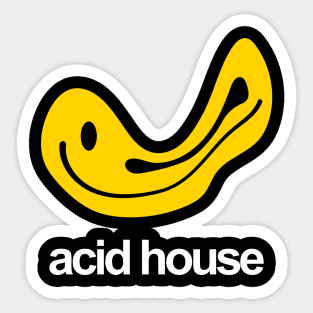 ACID HOUSE MUSIC - happyface destroy  yellow edition Sticker